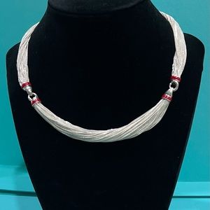 🌸🌸 Tiffany & Co. RARE Multi Strand Red Enamel Torsade style Necklace
